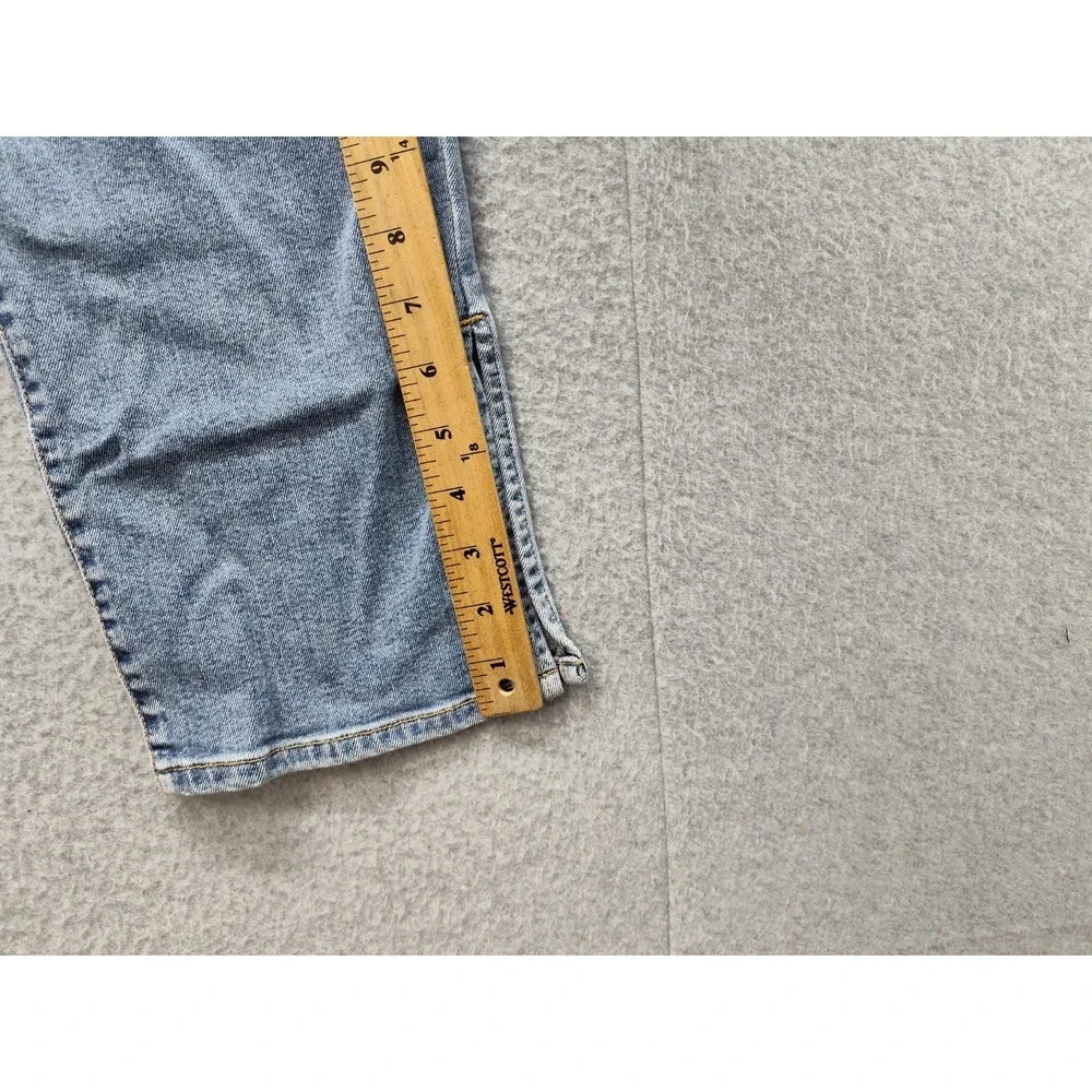 Fashion Nova Women Jeans 13 Blue 5 Pocket Side Slit High Rise Straight Leg Denim